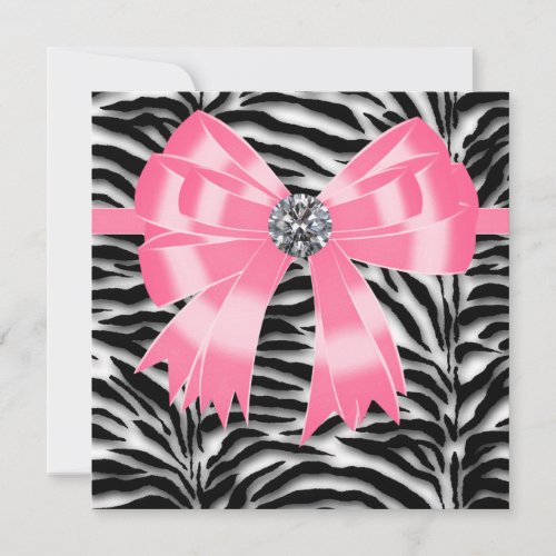 Pink Black Pink Zebra Party Invitation Template