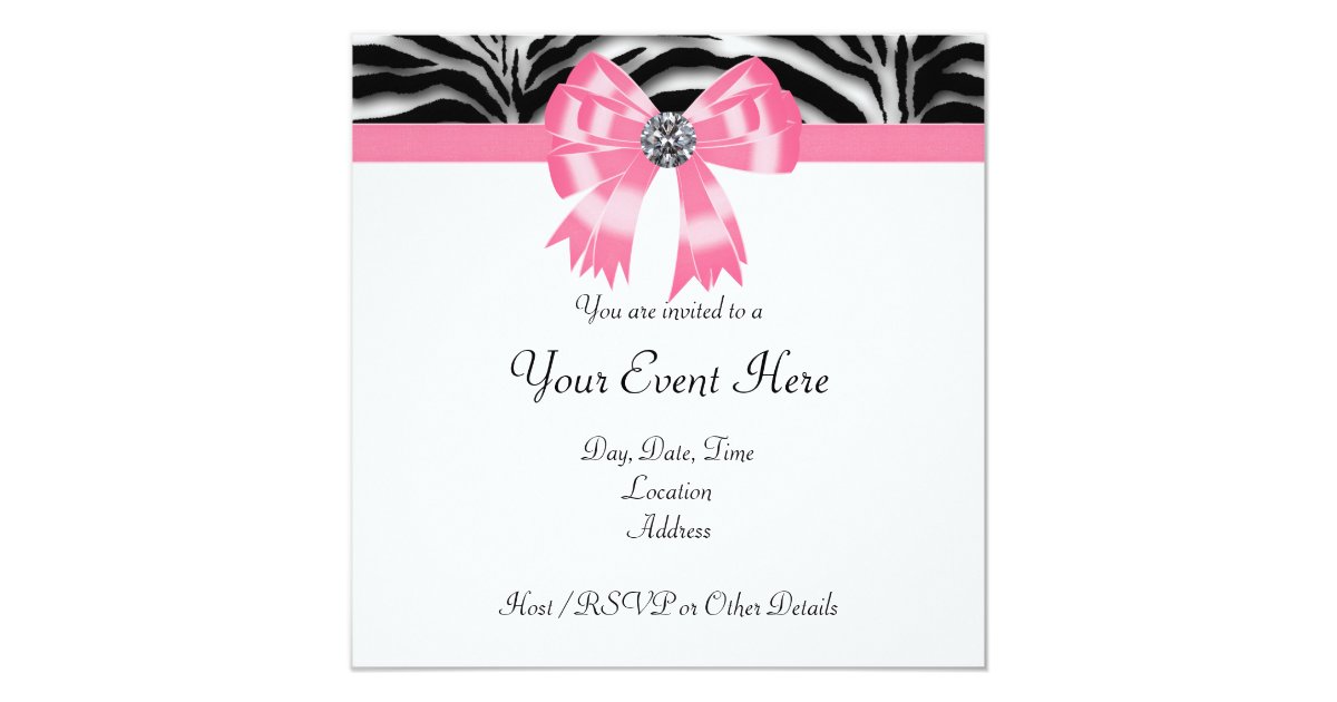 Pink Zebra Invitations Template Free 3
