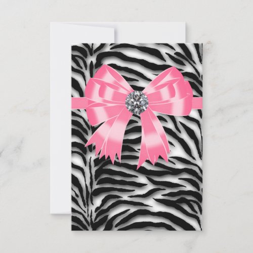 Pink Black Pink Zebra RSVP Template