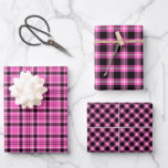 Pink &amp; Black Plaid Christmas Wrapping Paper