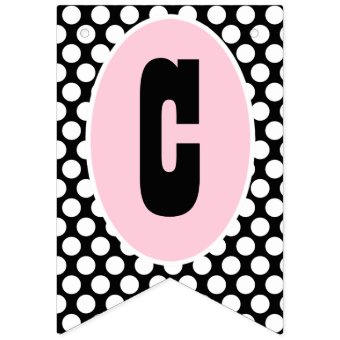 Pink Black Polka Dot Bunting Flags Party Banner | Zazzle