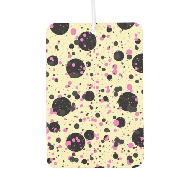 Pink & Black Polka Dot Glam Pattern Air Freshener (Front)