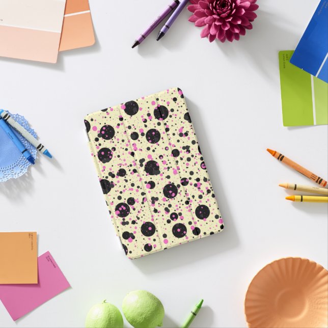 Pink & Black Polka Dot Glam Pattern iPad Mini Cover (In Situ)