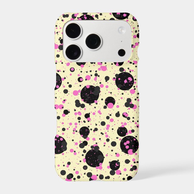 Pink & Black Polka Dot Glam Pattern Iphone Case (Back)
