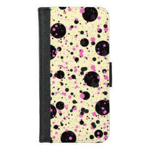 Pink & Black Polka Dot Glam Pattern iPhone 8/7 Wallet Case