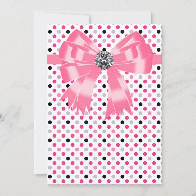 Pink Black Polka Dot Invitation Template (Front)