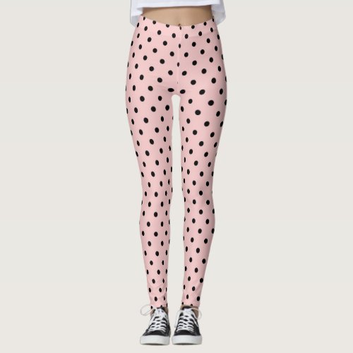 Pink black polka dot leggings