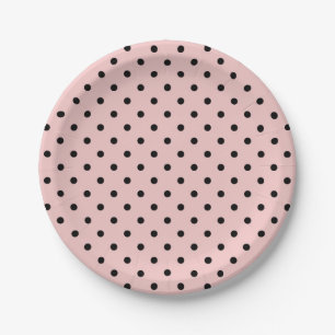Pink black polka dot paper plates