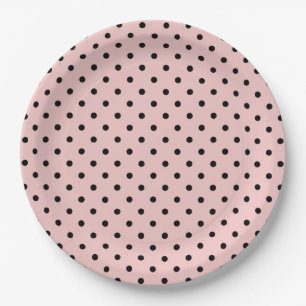 Pink black polka dot paper plates