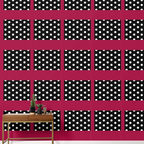 Pink Black Polka Dot Peel and Stick Wallpaper Wallpaper
