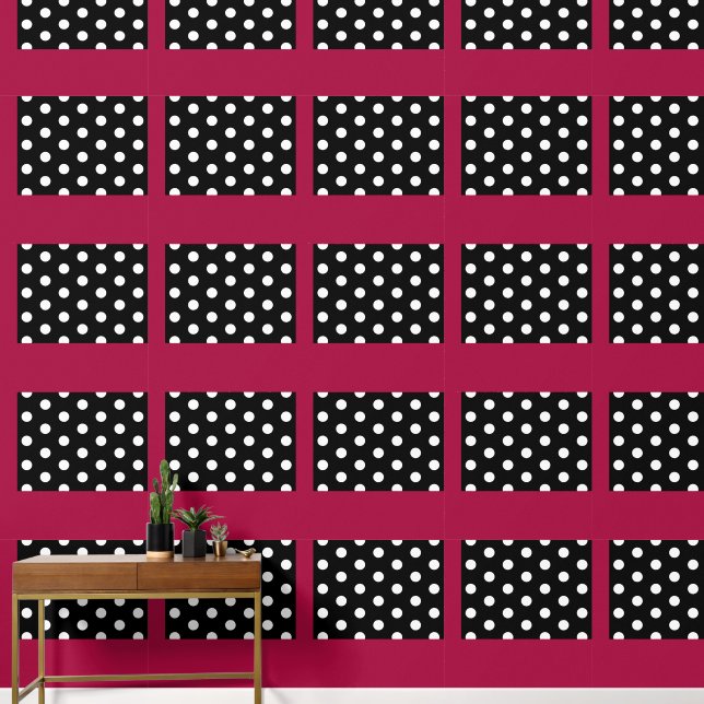 Pink Black Polka Dot Peel and Stick Wallpaper Wallpaper (Hallway)