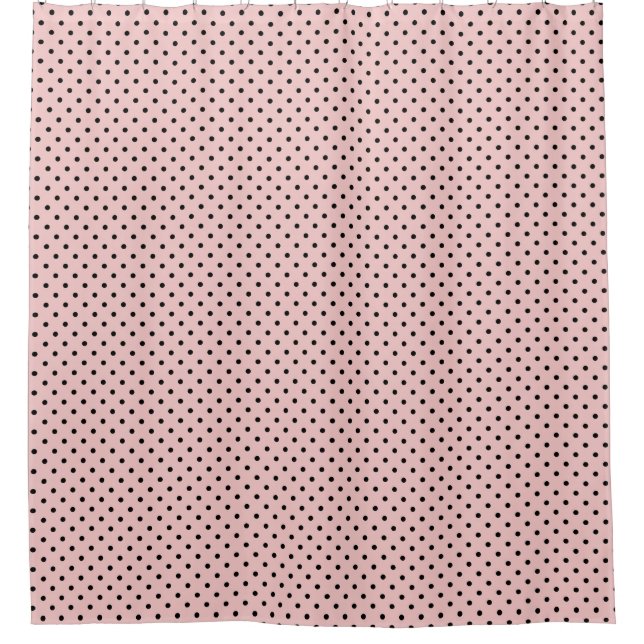 Pink black polka dot shower curtain (Front)