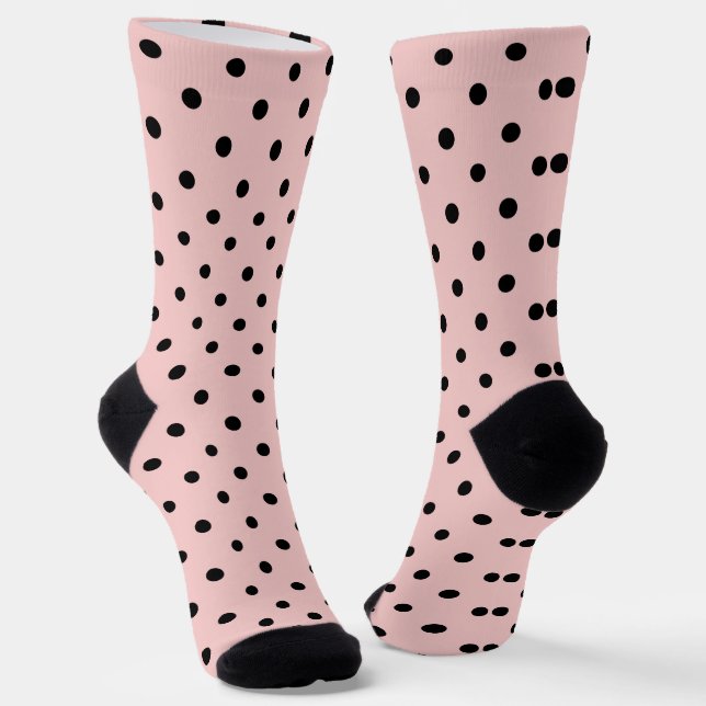 Pink black polka dot socks (Angled)