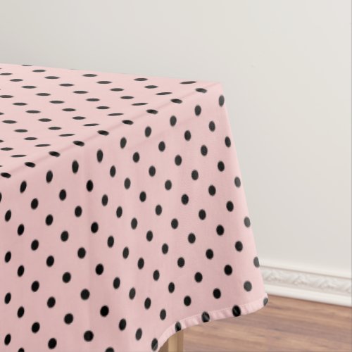 Pink black polka dot tablecloth
