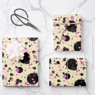 Pink & Black Polka Dot Wrapping Paper 