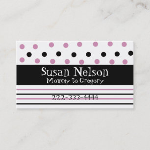 Pink & Black Polka Dots and Stripes Mommy Card