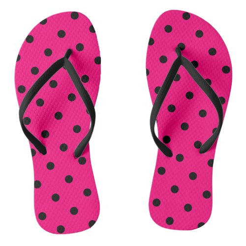 PinkBlack Polka Dots Flip Flops
