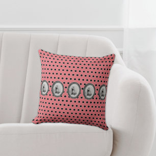 Pink Black Polka Dots Fun Unique Wild West Buffalo Throw Pillow