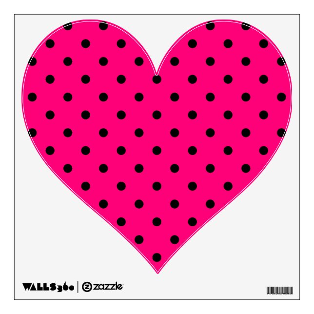 Pink/Black Polka Dots Heart Wall Decal (Front)
