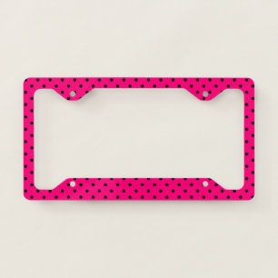 Pink/Black Polka Dots License Plate Frame