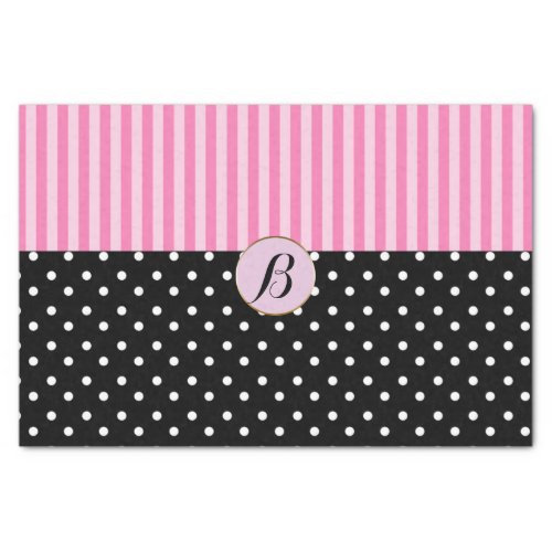 Pink Black Polka Dots Stripes Modern Paris Chic Tissue Paper