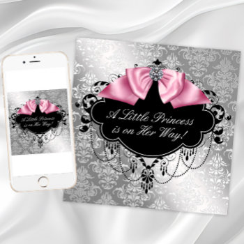 Pink Black Princess Baby Girl Shower Invitation by BabyCentral at Zazzle