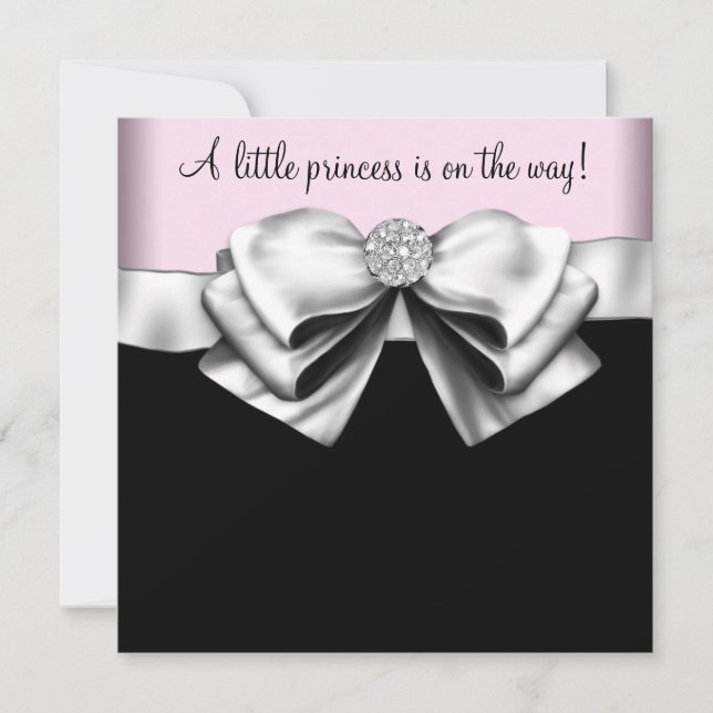 Pink Black Princess Baby Girl Shower Invitation (Front)