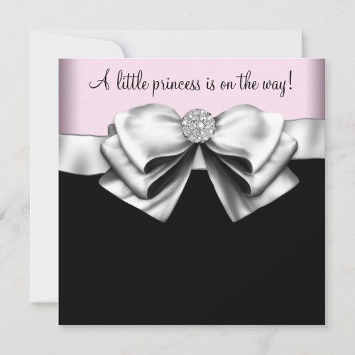 Pink Black Princess Baby Girl Shower Personalized Announcement