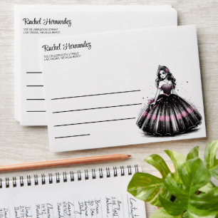 Pink & Black Quinceañera Girl Envelope
