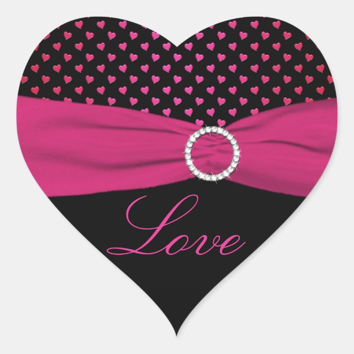 Pink, Black, Red Love   Heart Shaped Sticker