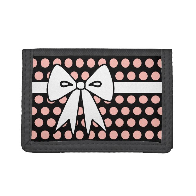 Pink Black Retro Bow Wallet  (Front)