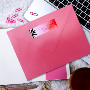 Pink Black Retro Mod Geometric Flower Label