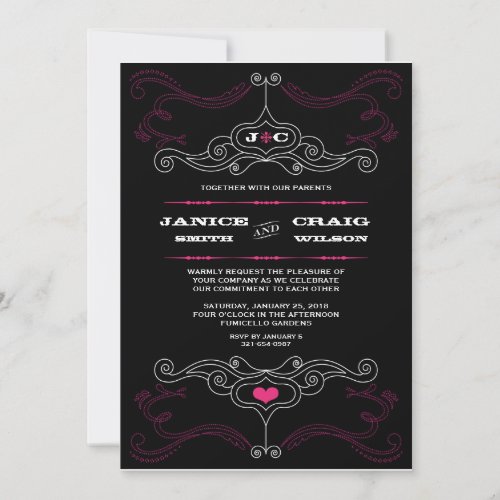 Rock n Roll Wedding Poster (Black / Pink) Personalized Invitation