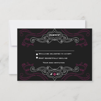 Pink & Black Rock 'n' Roll Music Themed Wedding Invitation