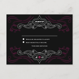Pink & Black Rock 'n' Roll Music Themed Wedding Invitation Postcard