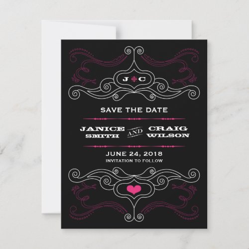 Pink  Black Rock n Roll Music Themed Wedding Save The Date