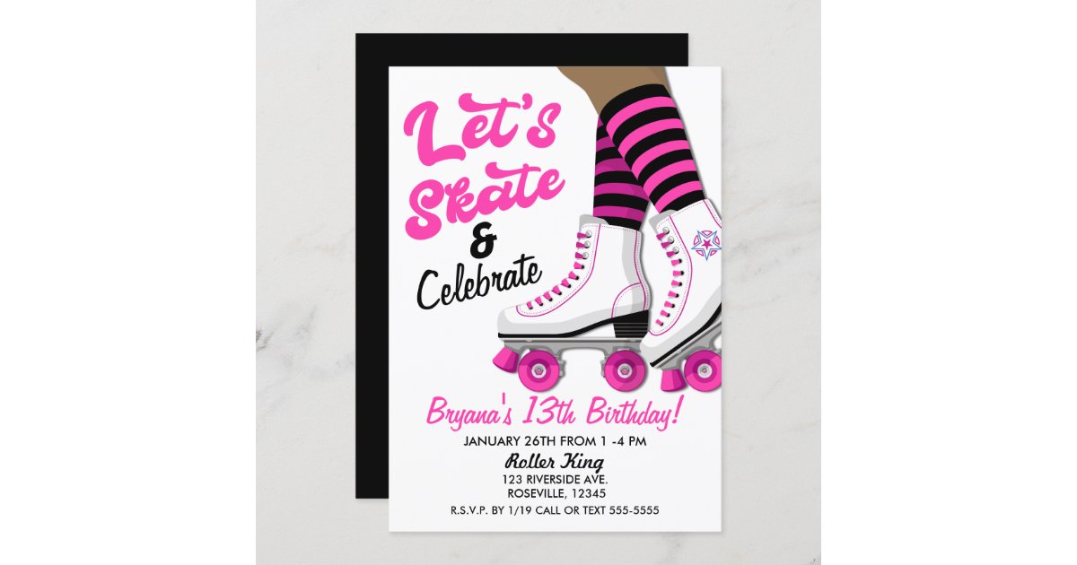 Roller Skate New Year - Black Stationery African American Greeting Car