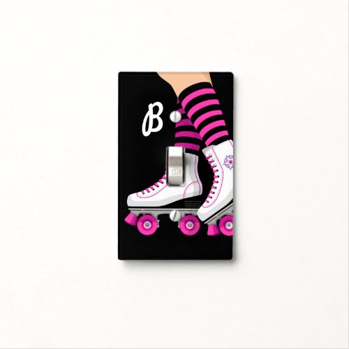 Pink  Black Roller Skate Skating Light Switch Cover