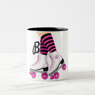 Pink & Black Roller Skate Skating Two-Tone Coffee Mug
