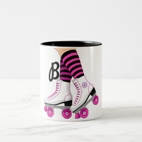 Pink  Black Roller Skate Skating Two_Tone Coffee Mug
