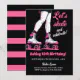 Pink &amp; Black Rollerblade Skating Birthday Invitation | Zazzle