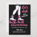 Pink &amp; Black Rollerblade Skating Birthday Invitation | Zazzle