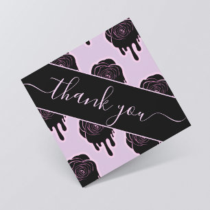 Pink Black Roses Drip Dripping Halloween Thank You Invitation