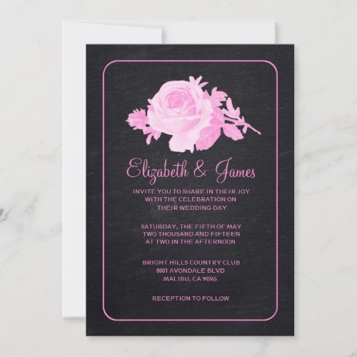 Pink Black Rustic Floral/Flower Wedding Invitation