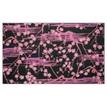 PINK BLACK SAKURA FLOWERS Japanese Floral Pattern  Fabric