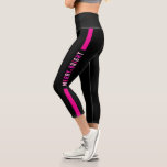 Pink Black Santa Claus Christmas Holiday Party  Capri Leggings