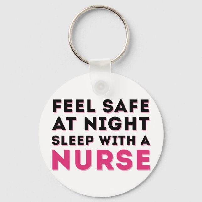 Pink Black Sassy Nurse Humor Keychain (Front)