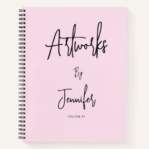 Pink Black Script Name Artwork Sketchbook  Notebook