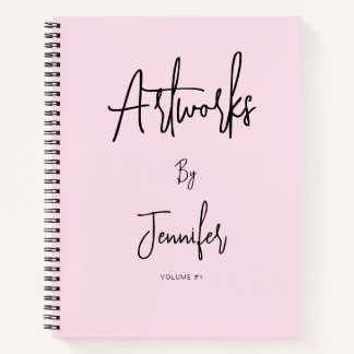 Pink Black Script Name Artwork Sketchbook Notebook