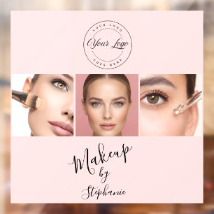  Pink Black Script Your Logo 3 Photo Makeup Window Cling